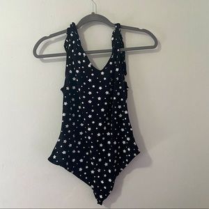 Star V-Neck Sleeveless Tie Bodysuit